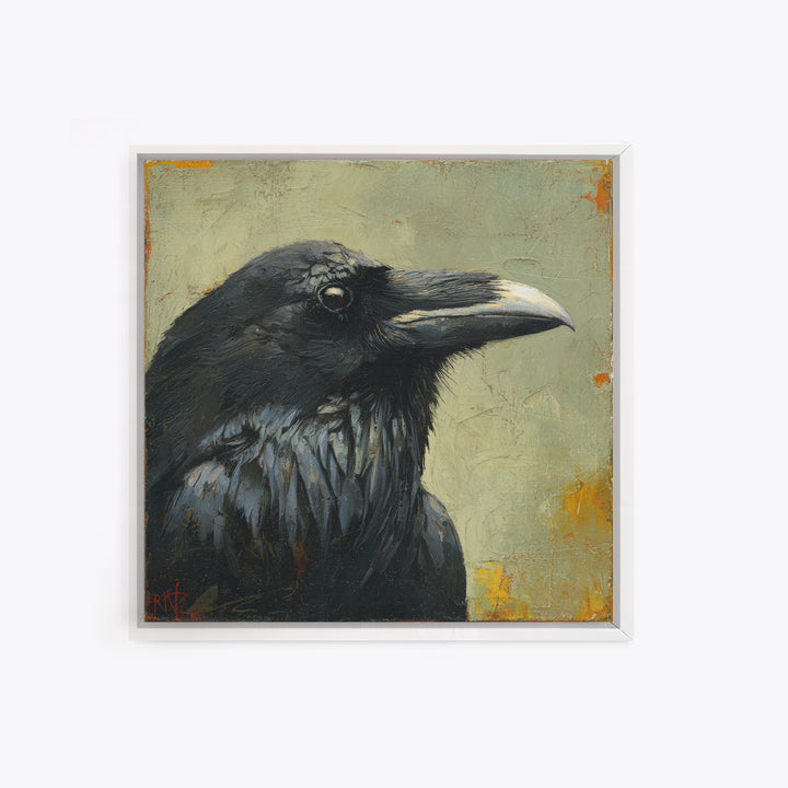 Raven Silhouette with Gothic Atmosphere Canvas Print, Bird Art, Floral Art, Living Room Decor, Fine Art, Flight, BIR-1x1-9
