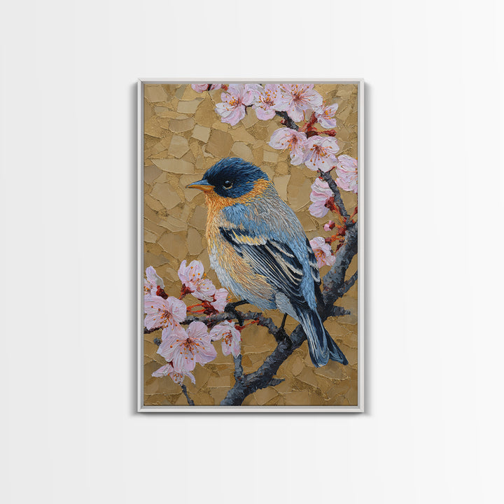 Songbird Perched on Cherry Blossoms Canvas Print, Bird Art, Fine Art Print, Living Room Decor, Fine Art, Flight, Wall Decor, BIR-2x3-40