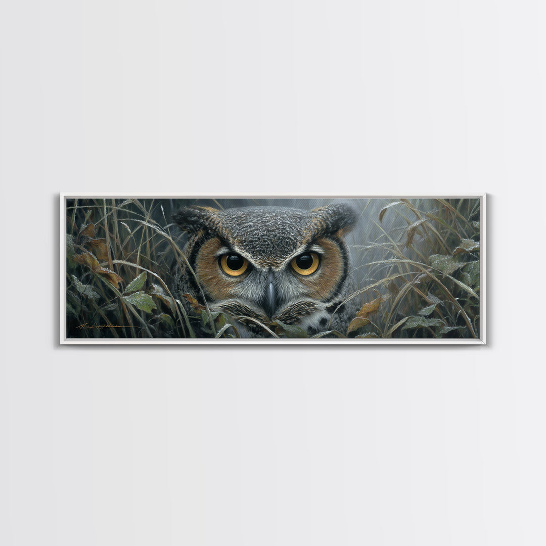 Owl Portrait with Wise Golden Eyes Canvas Print, Bird Art, Gallery Wall, Living Room Decor, Fine Art, Flight, Gallery Decor, BIR-3x1-21