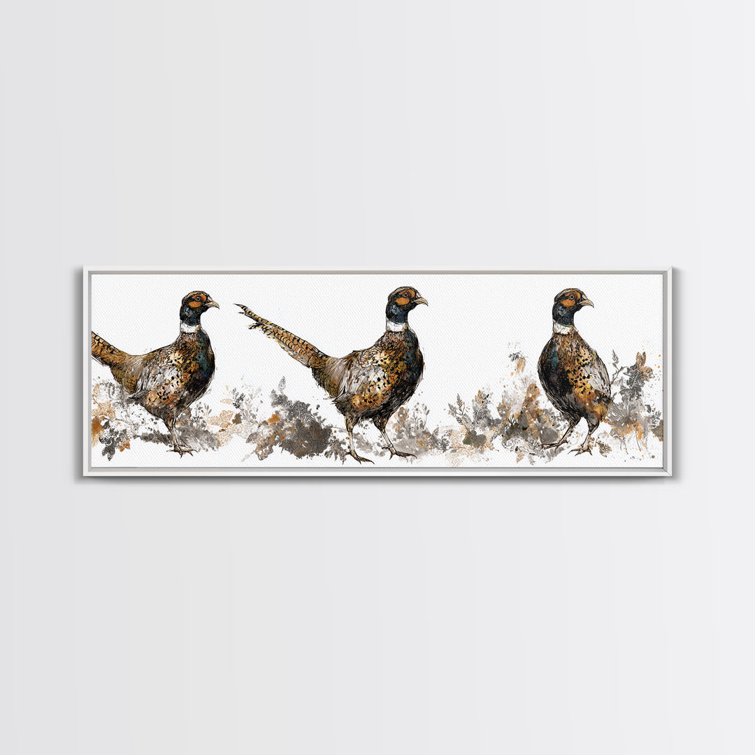 Pheasant with Ornate Feather Details Canvas Print, Bird Art, Art Print, Living Room Decor, Fine Art, Flight, Original Art, BIR-3x1-35