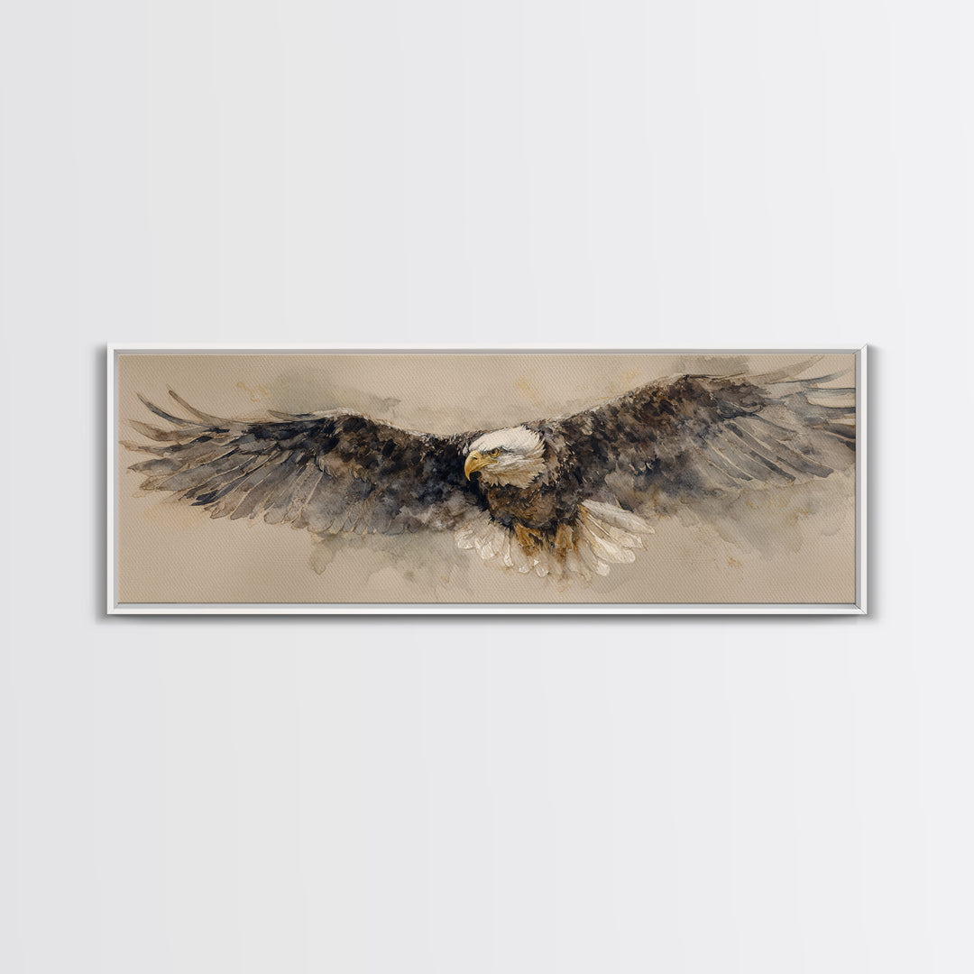 Eagle Portrait with Dramatic Mountain Wind Canvas Print, Bird Art, Home Decor, Living Room Decor, Flight, Modern Wall Art, BIR-3x1-76