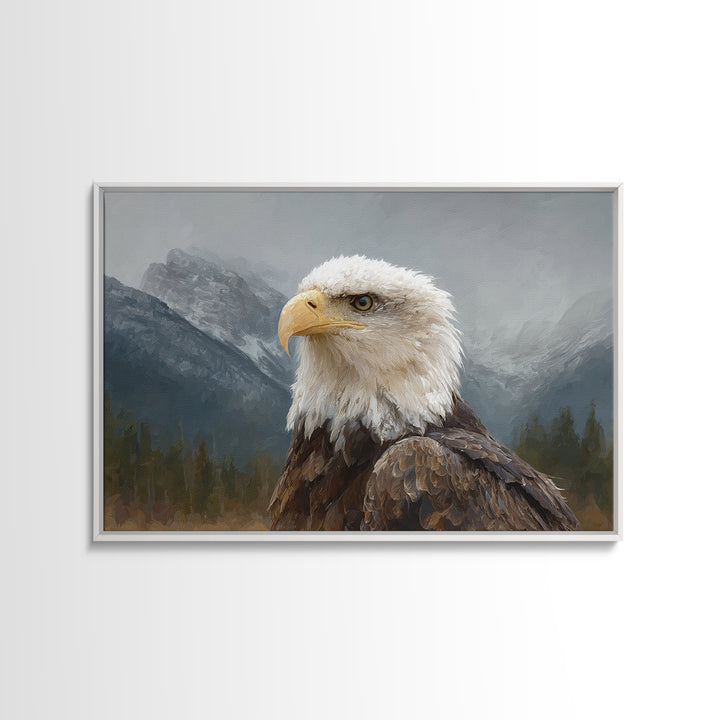 Eagle Portrait with Dramatic Mountain Wind Canvas Print, Bird Art, Modern Wall Art, Living Room Decor, Fine Art, Flight, BIR-3x2-16