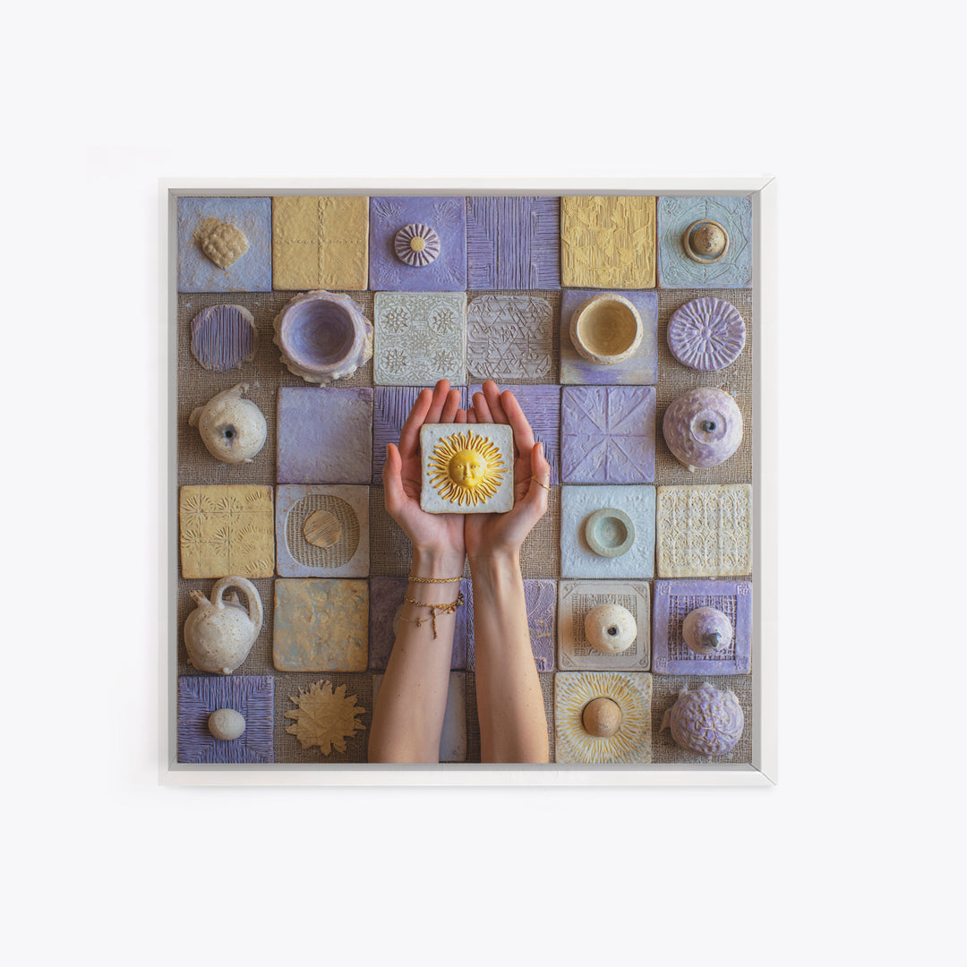 Mystic Hand Holding a Tiny Sun Canvas Print, Boho Art, Modern Decor, Living Room Decor, Oil Painting, Bohemian, Wall Decor, BOH-1x1-30