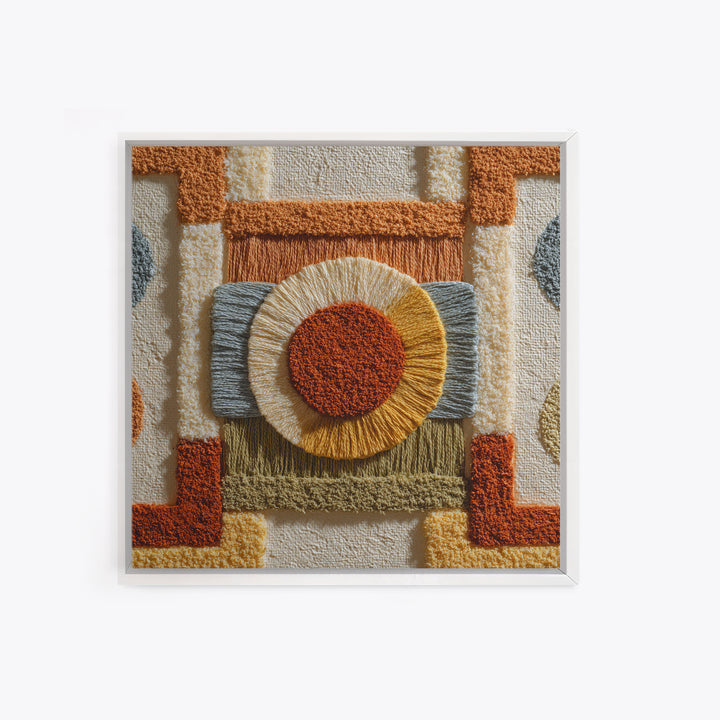 Macrame Geometric Fringe Pattern Canvas Print, Boho Art, Living Room Decor, Abstract Art, Bohemian, Modern Decor, BOH-1x1-31