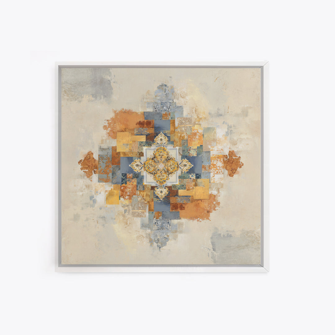 Organic Shape Collage Framed Canvas Print, Boho Art, Prints, Living Room Decor, Fine Art, Bohemian, Abstract Art, Canvas Art, BOH-1x1-48