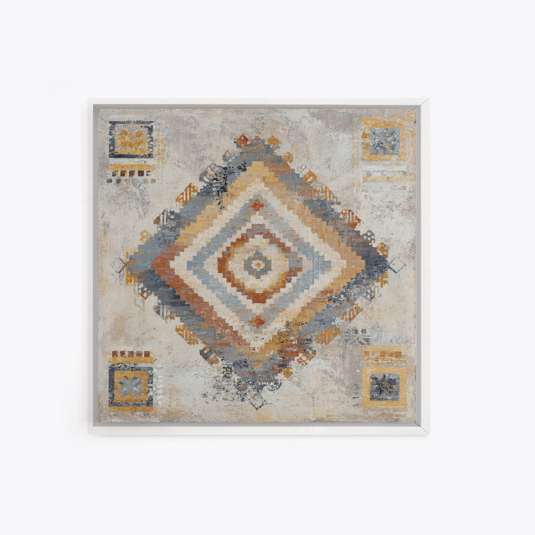 Tribal Neutral Pattern Framed Canvas Print, Boho Art, Statement Artwork, Living Room Decor, Fine Art, Bohemian, Art Prints, BOH-1x1-62