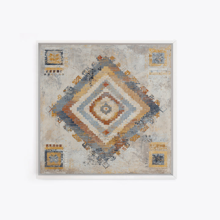 Tribal Neutral Pattern Framed Canvas Print, Boho Art, Statement Artwork, Living Room Decor, Fine Art, Bohemian, Art Prints, BOH-1x1-62