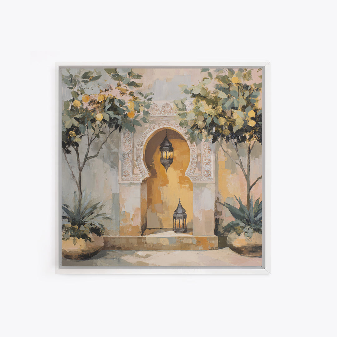 Hand Painted Moroccan Arch Framed Canvas Print, Boho Art, Statement Artwork, Living Room Decor, Fine Art, Bohemian, Art Prints, BOH-1x1-67