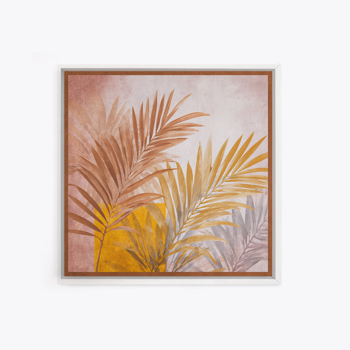Terracotta Palm Leaves Canvas Print, Boho Art, Printable Wall Art, Living Room Decor, Fine Art, Bohemian, Abstract Wall Art, BOH-1x1-77