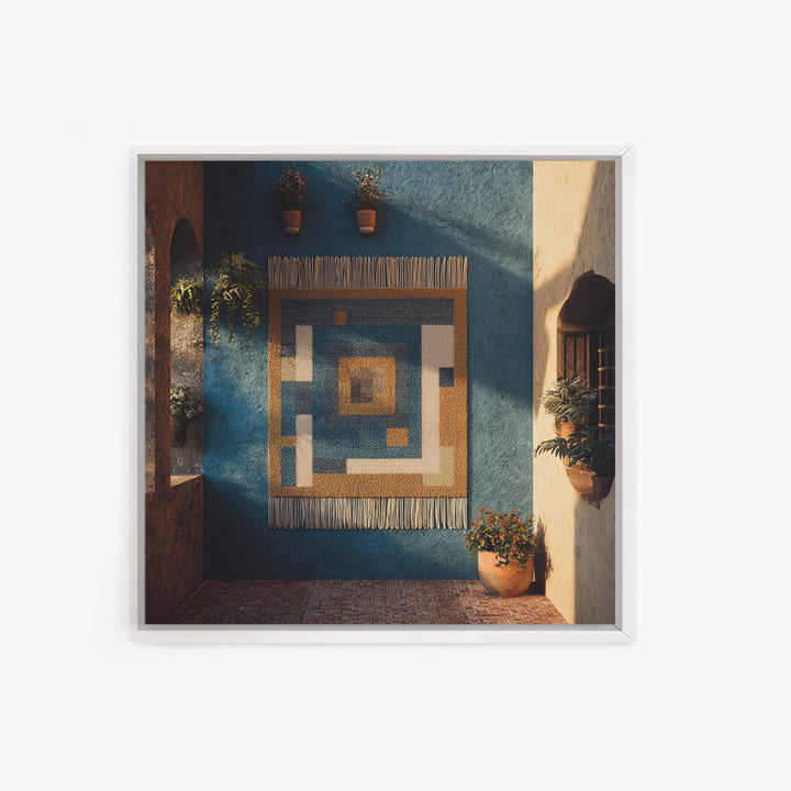 Macrame Geometric Fringe Pattern Framed Canvas Print, Boho Art, Room Decor, Living Room Decor, Fine Art, Bohemian, Printable, BOH-1x1-79