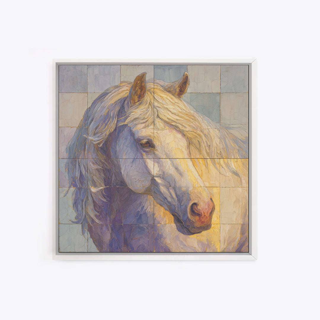 Wild Horse in Dusty Golden Light Framed Canvas Print, Boho Art, Printable, Living Room Decor, Bohemian, Abstract Wall Art, BOH-1x1-8