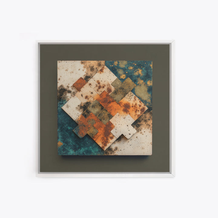 Abstract Clay Shapes Framed Canvas Print, Boho Art, Wall Art, Living Room Decor, Fine Art, Bohemian, Art Deco, Artwork, BOH-1x1-88