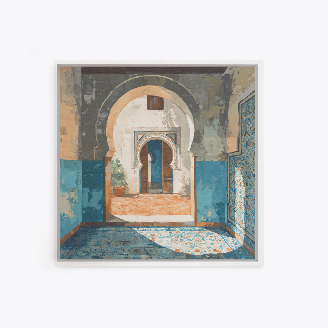 Hand Painted Moroccan Arch Canvas Print, Boho Art, Minimalist Decor, Living Room Decor, Fine Art, Bohemian, Digital Wall Art, BOH-1x1-91