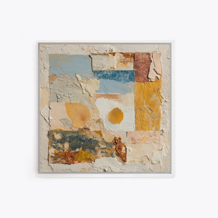 Organic Shape Collage Framed Canvas Print, Boho Art, Printable, Living Room Decor, Abstract Art, Bohemian, Abstract Wall Art, BOH-1x1-96