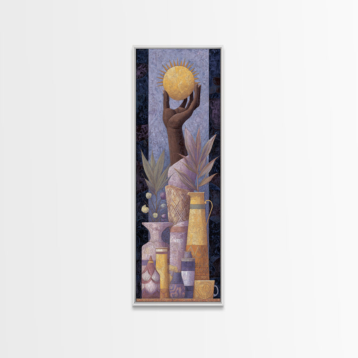 Mystic Hand Holding a Tiny Sun Canvas Print, Boho Art, Luxury Decor, Living Room Decor, Fine Art, Bohemian, Digital Art, BOH-1x3-18