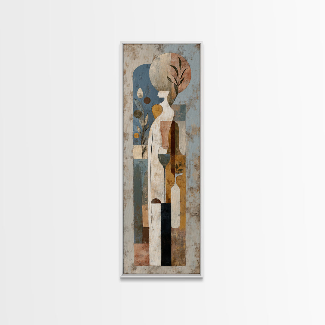 Minimal Black Line Figure Framed Canvas Print, Boho Art, Boho, Living Room Decor, Oil Painting, Bohemian, Wall Art Print, BOH-1x3-24