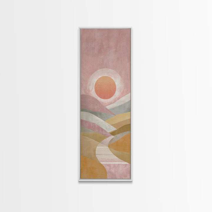 Sunrise over Rolling Dunes in Muted Peach Canvas Print, Boho Art, Wall Art Print, Living Room Decor, Fine Art, Bohemian, BOH-1x3-33