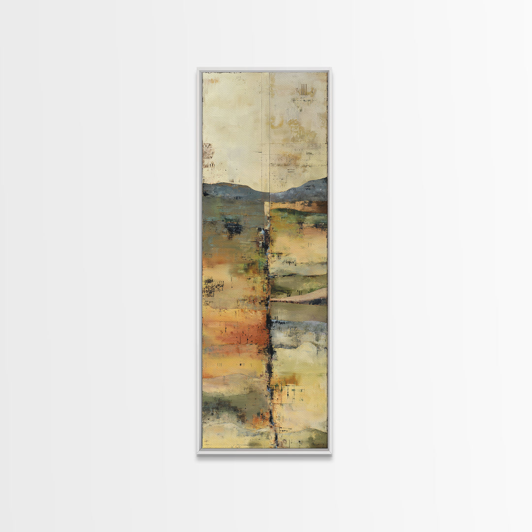 Earth Tone Mountain and River Abstraction Framed Canvas Print, Boho Art, Wall Art Set, Living Room Decor, Fine Art, Bohemian, BOH-1x3-47