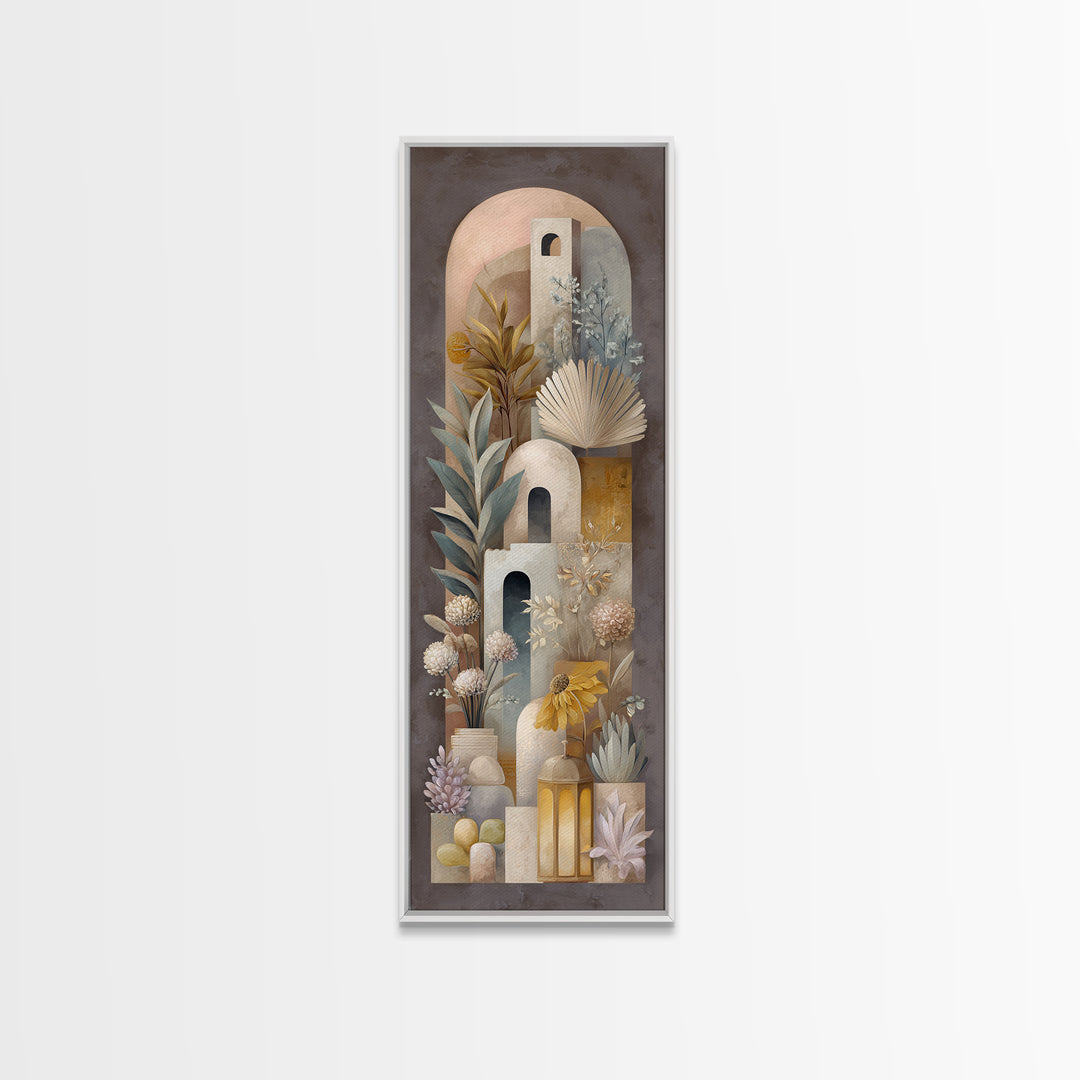 Hand Painted Moroccan Arch Canvas Print, Boho Art, Neutral Decor, Living Room Decor, Oil Painting, Bohemian, Wall Decor, BOH-1x3-55