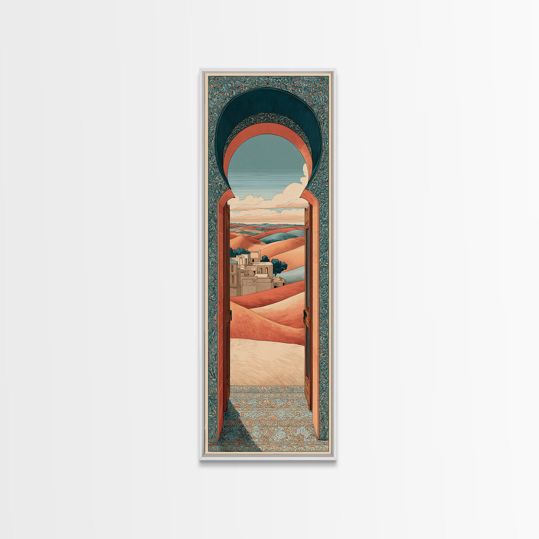 Sunrise over Rolling Dunes in Muted Peach Canvas Print, Boho Art, Art Prints, Living Room Decor, Abstract Art, Bohemian, BOH-1x3-57