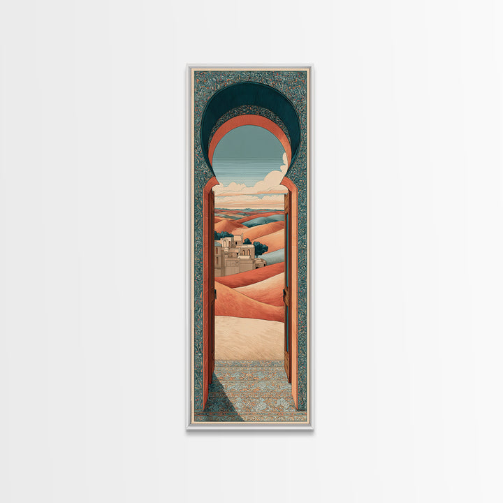 Sunrise over Rolling Dunes in Muted Peach Canvas Print, Boho Art, Art Prints, Living Room Decor, Abstract Art, Bohemian, BOH-1x3-57
