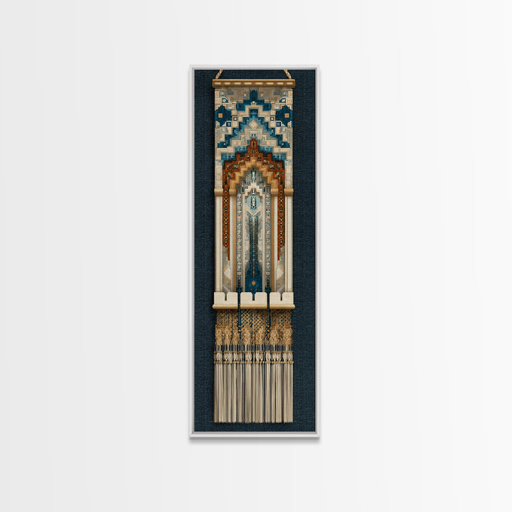 Macrame Geometric Fringe Pattern Canvas Print, Boho Art, Minimalist Decor, Living Room Decor, Abstract Art, Bohemian, BOH-1x3-67