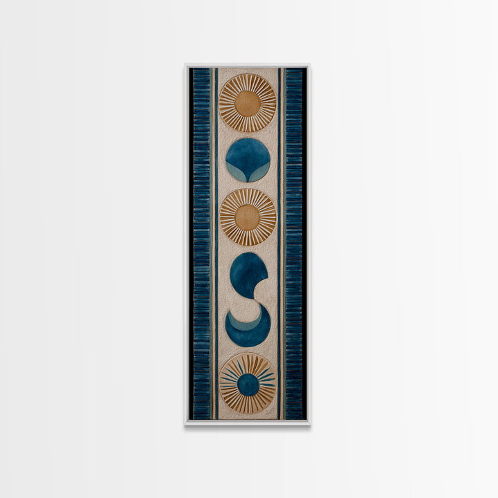 Sun and Moon Celestial Folk Motif Framed Canvas Print, Boho Art, Room Decor, Living Room Decor, Fine Art, Bohemian, Printable, BOH-1x3-70