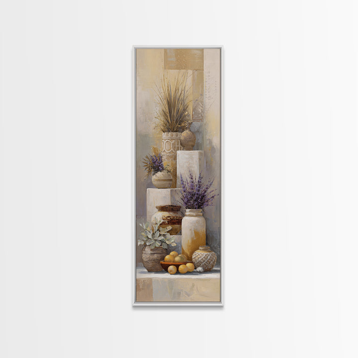 Tribal Neutral Pattern Framed Canvas Print, Boho Art, Textured Painting, Living Room Decor, Fine Art, Bohemian, BOH-1x3-74