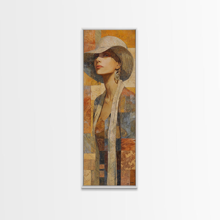 Desert Woman Portrait Framed Canvas Print, Boho Art, Wall Art, Living Room Decor, Fine Art, Bohemian, Art Deco, Artwork, BOH-1x3-75