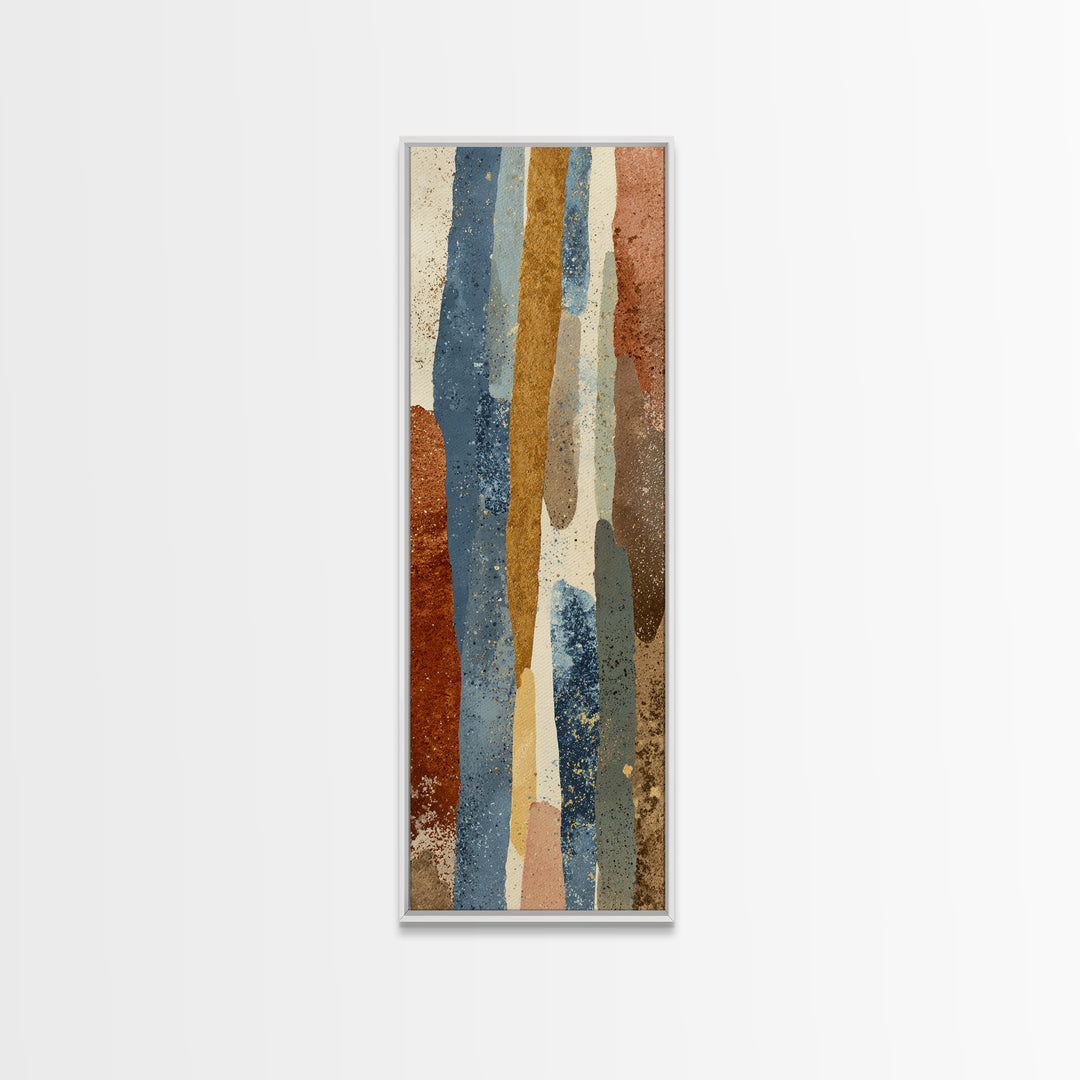 Abstract Clay Shapes Framed Canvas Print, Boho Art, Wall Art Set, Living Room Decor, Fine Art, Bohemian, Home Decor, Wall Decor, BOH-1x3-76