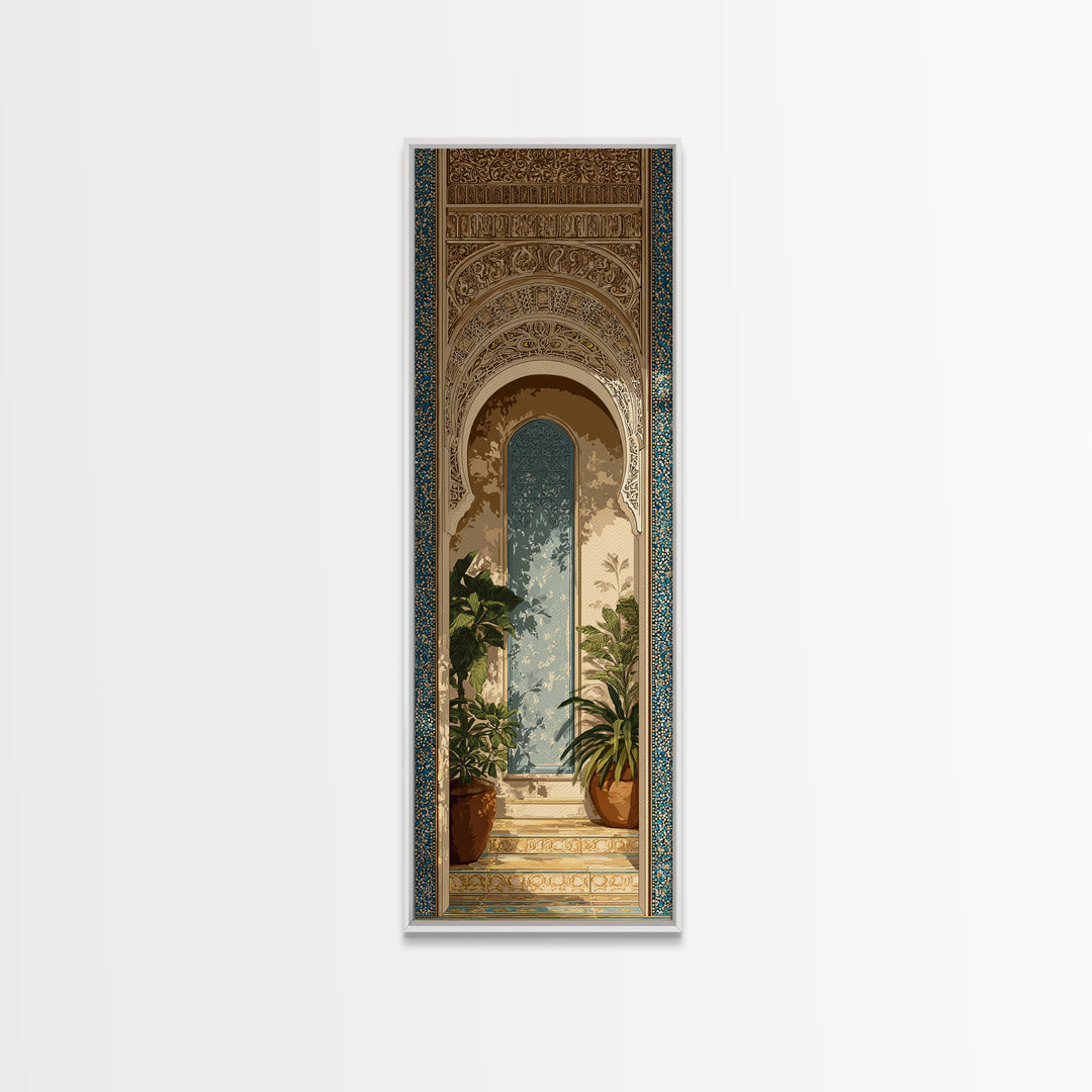 Hand Painted Moroccan Arch Framed Canvas Print, Boho Art, Room Decor, Living Room Decor, Fine Art, Bohemian, Printable, BOH-1x3-79