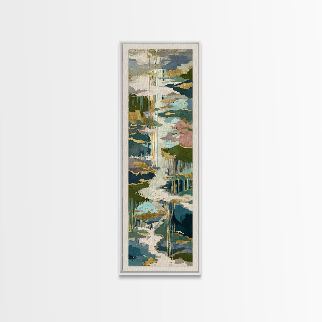 Earth Tone Mountain and River Abstraction Canvas Print, Boho Art, Art Prints, Living Room Decor, Oil Painting, Bohemian, BOH-1x3-95