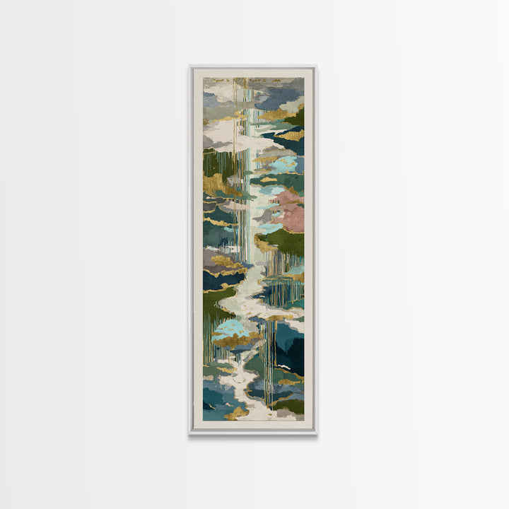 Earth Tone Mountain and River Abstraction Canvas Print, Boho Art, Art Prints, Living Room Decor, Oil Painting, Bohemian, BOH-1x3-95