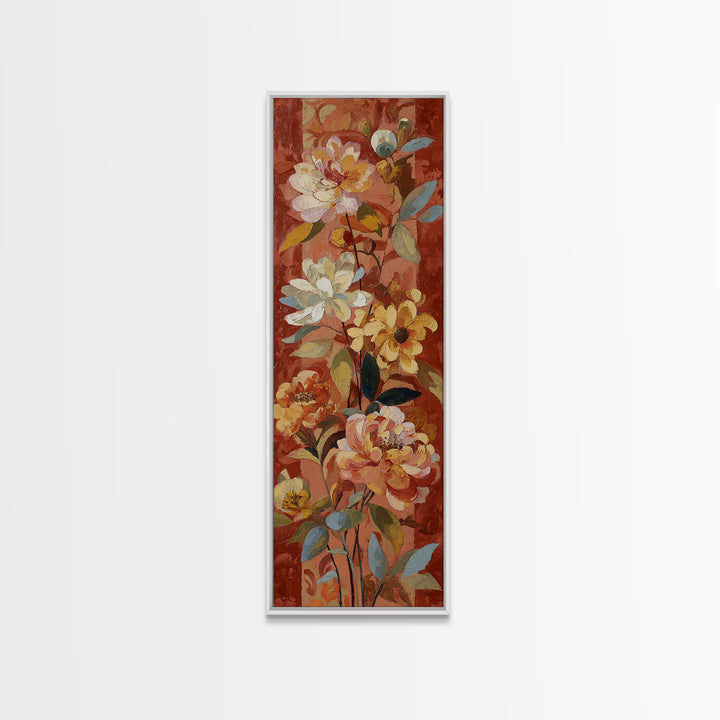 Burnt Orange Floral Field at Sunset Canvas Print, Boho Art, Home Decor, Living Room Decor, Fine Art, Bohemian, Artwork, BOH-1x3-97