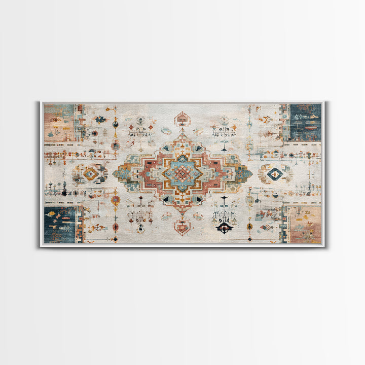 Tribal Neutral Pattern Framed Canvas Print, Boho Art, Prints, Living Room Decor, Fine Art, Bohemian, Abstract Art, Canvas Art, BOH-2x1-10