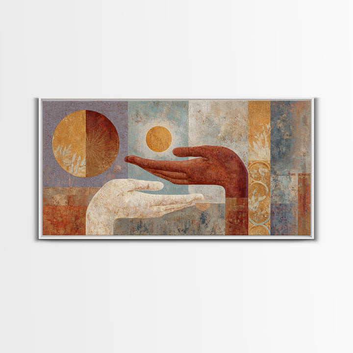Mystic Hand Holding a Tiny Sun Canvas Print, Boho Art, Art, Living Room Decor, Abstract Art, Bohemian, Wallart, Art Nouveau, BOH-2x1-2