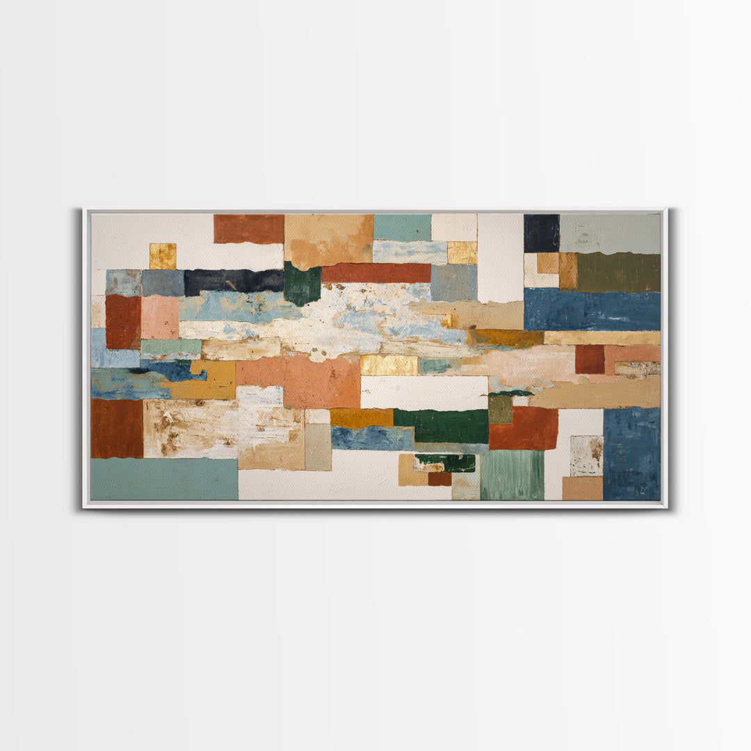 Organic Shape Collage Canvas Print, Boho Art, Minimalist Decor, Living Room Decor, Fine Art, Bohemian, Digital Wall Art, BOH-2x1-44