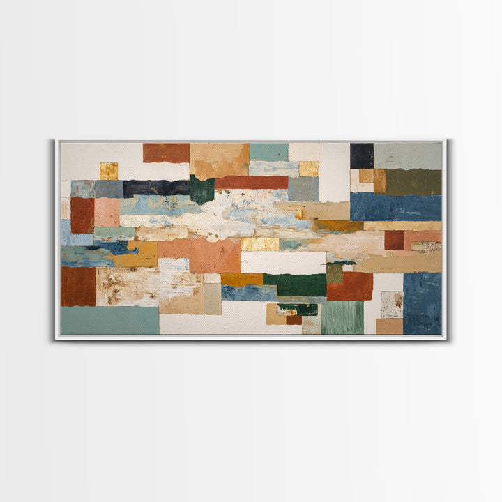 Organic Shape Collage Canvas Print, Boho Art, Minimalist Decor, Living Room Decor, Fine Art, Bohemian, Digital Wall Art, BOH-2x1-44
