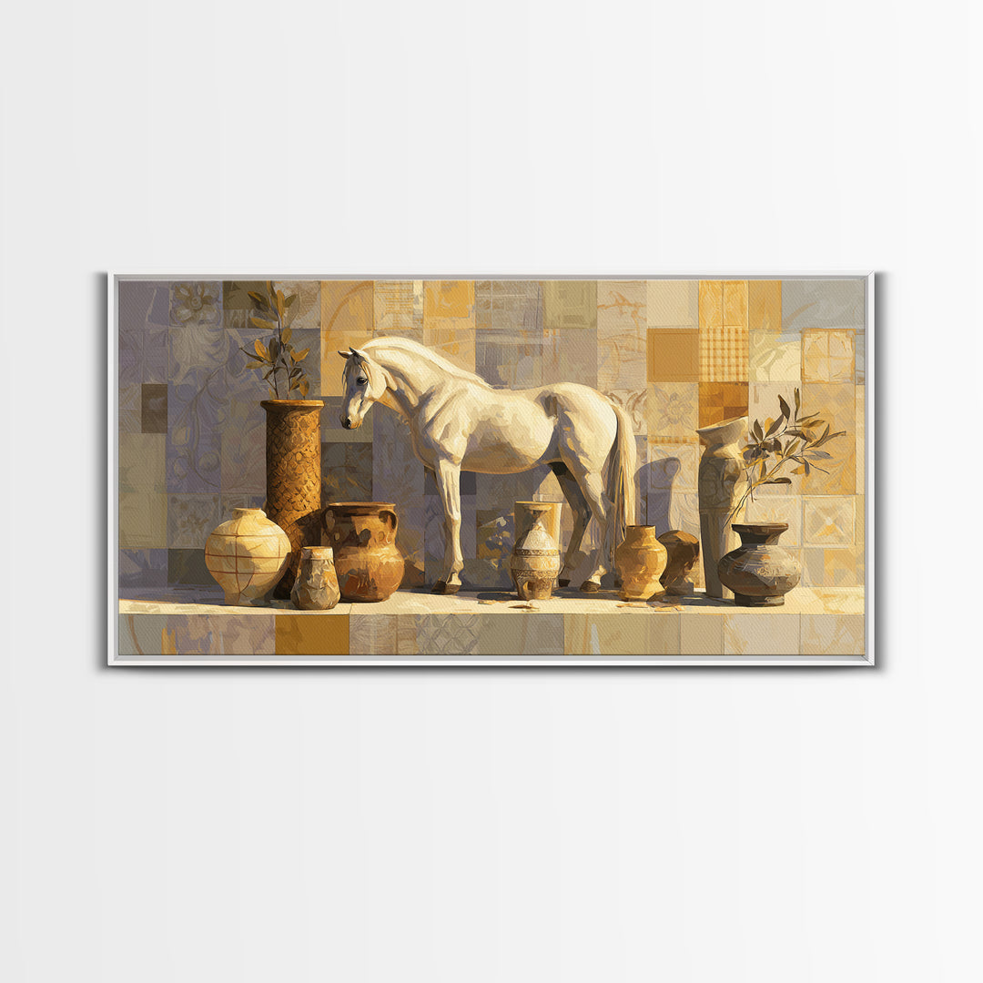 Wild Horse in Dusty Golden Light Canvas Print, Boho Art, Art Print, Living Room Decor, Fine Art, Bohemian, Digital Print, BOH-2x1-52