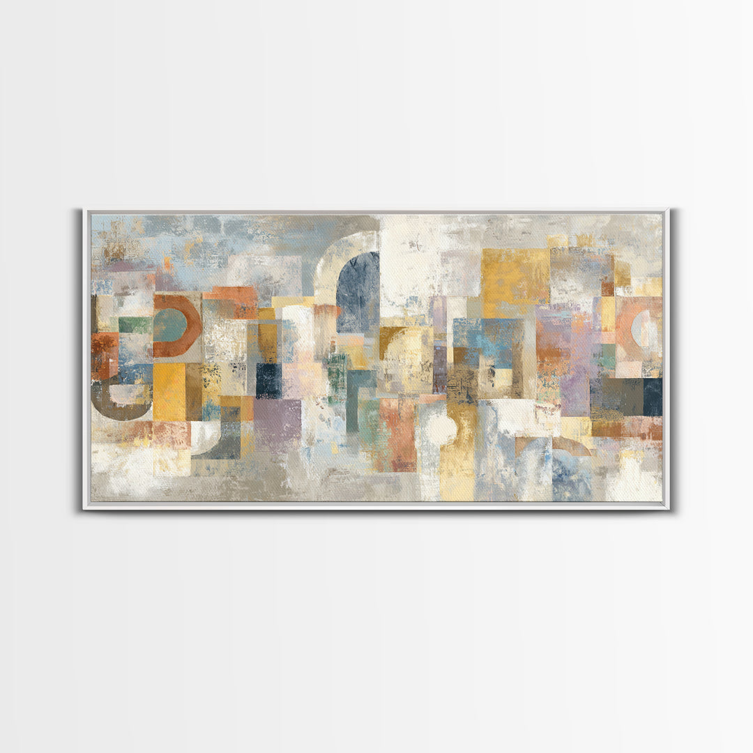 Tribal Neutral Pattern Canvas Print, Boho Art, Mid Century Modern, Living Room Decor, Fine Art, Bohemian, Boho Wall Art, BOH-2x1-58