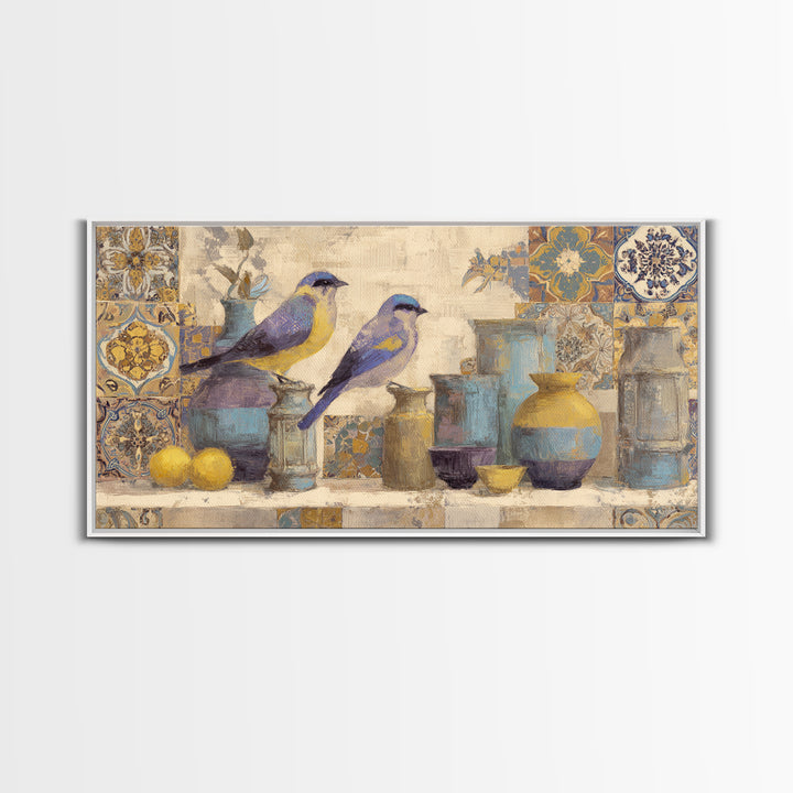 Boho Bird Pair Canvas Print, Boho Art, Printable Wall Art, Living Room Decor, Bohemian, Abstract Wall Art, Boho Wall Art, BOH-2x1-64