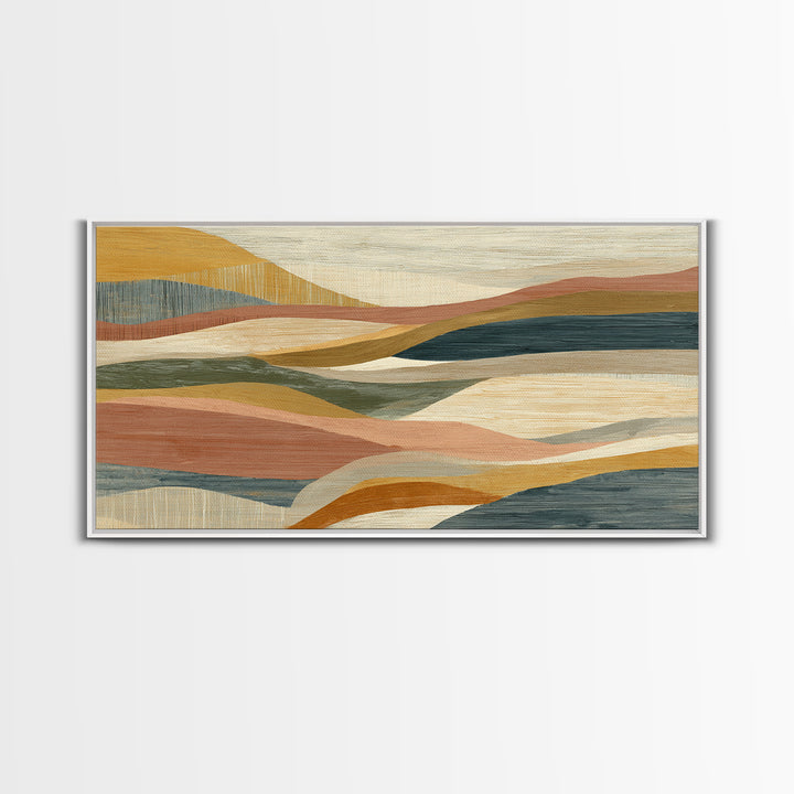 Desert Sun with Cactus and Warm Clay Canvas Print, Boho Art, Modern Wall Art, Living Room Decor, Fine Art, Bohemian, BOH-2x1-69