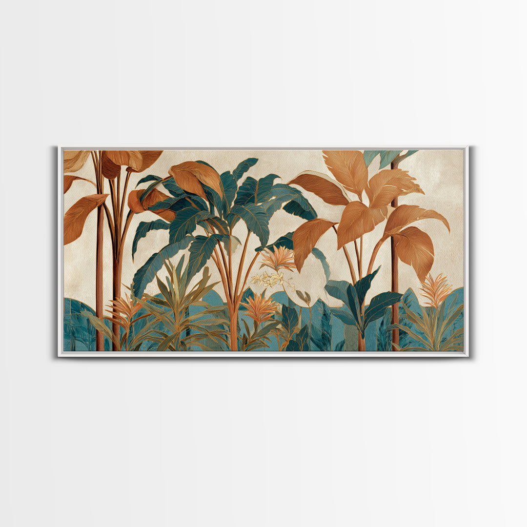 Terracotta Palm Leaves Canvas Print, Boho Art, Living Room Decor, Bohemian, Modern Decor, Fine Art Print, Statement Artwork, BOH-2x1-73