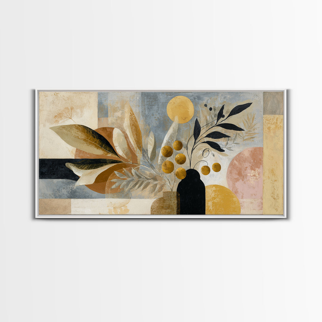 Minimal Black Line Figure Framed Canvas Print, Boho Art, Living Room Decor, Oil Painting, Bohemian, Gallery Decor, BOH-2x1-80