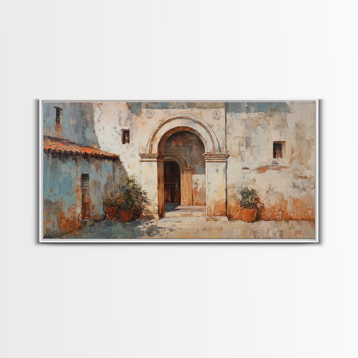 Hand Painted Moroccan Arch Framed Canvas Print, Boho Art, Living Room Wall Art, Living Room Decor, Fine Art, Bohemian, BOH-2x1-87