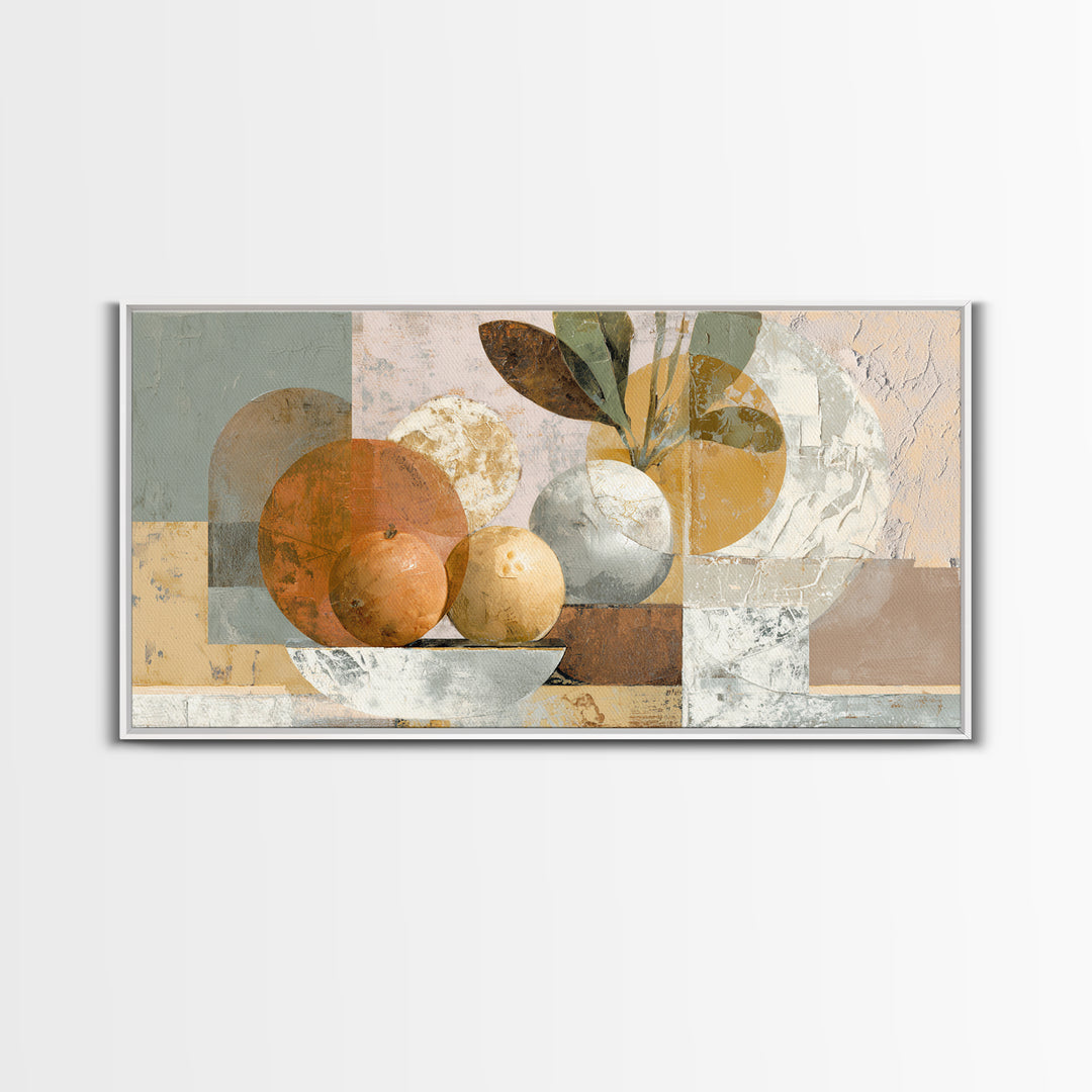 Organic Shape Collage Framed Canvas Print, Boho Art, Art Nouveau, Living Room Decor, Abstract Art, Bohemian, Wall Print, BOH-2x1-92