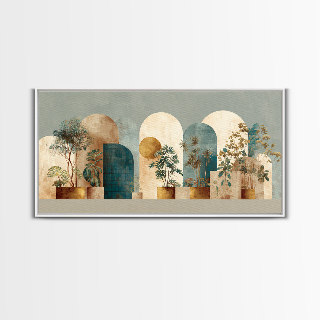 Neutral Rainbow Arches Framed Canvas Print, Boho Art, Statement Artwork, Living Room Decor, Fine Art, Bohemian, Art Prints, BOH-2x1-95