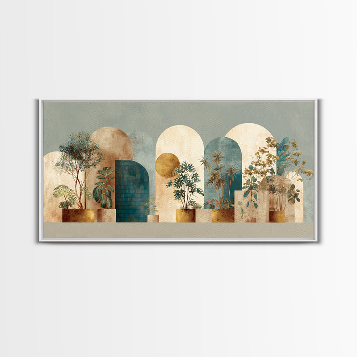 Neutral Rainbow Arches Framed Canvas Print, Boho Art, Statement Artwork, Living Room Decor, Fine Art, Bohemian, Art Prints, BOH-2x1-95