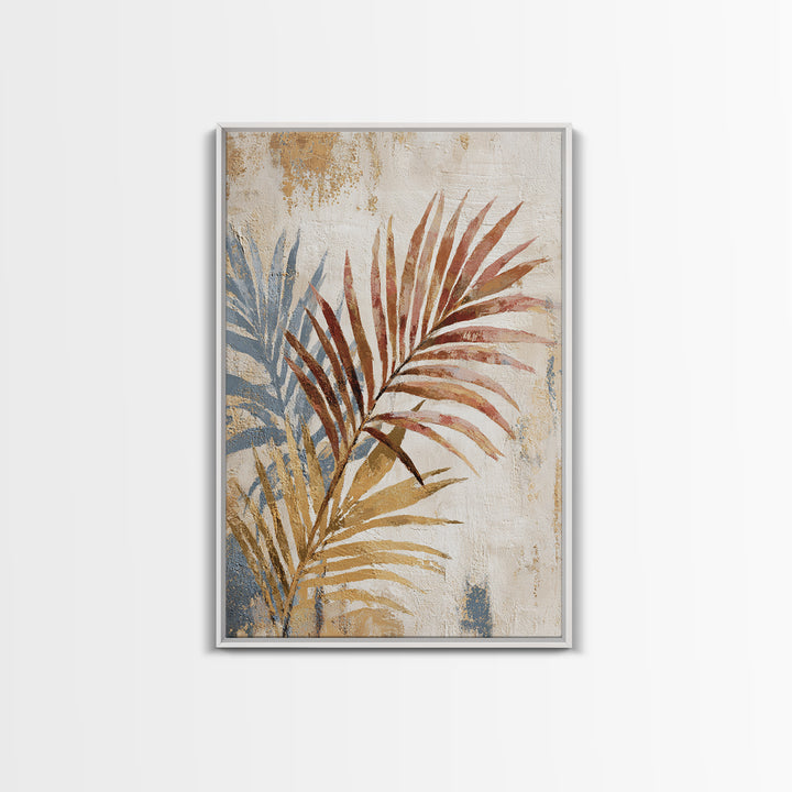 Terracotta Palm Leaves Framed Canvas Print, Boho Art, Digital Print, Living Room Decor, Fine Art, Bohemian, Gallery Decor, BOH-2x3-13