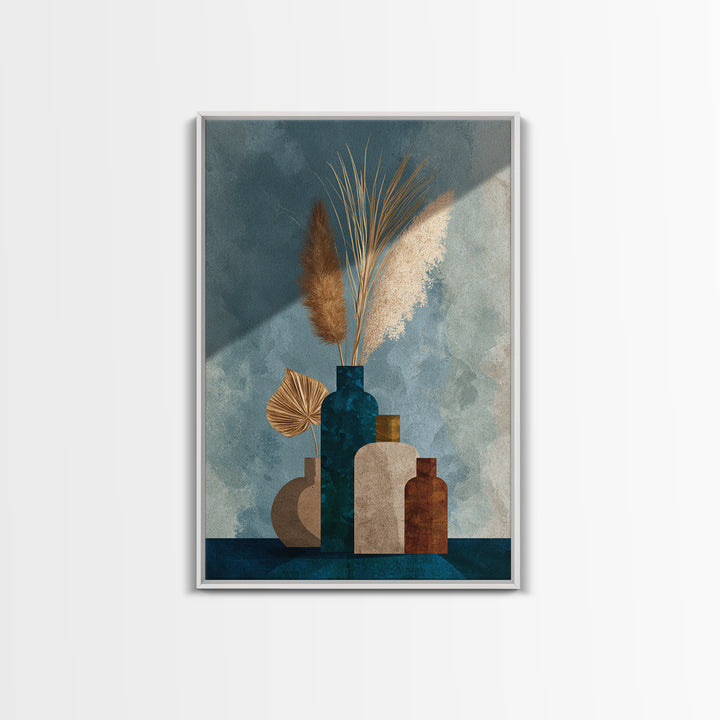 Bohemian Vase with Dried Pampas Grass Framed Canvas Print, Boho Art, Printable Art, Living Room Decor, Abstract Art, Bohemian, BOH-2x3-17